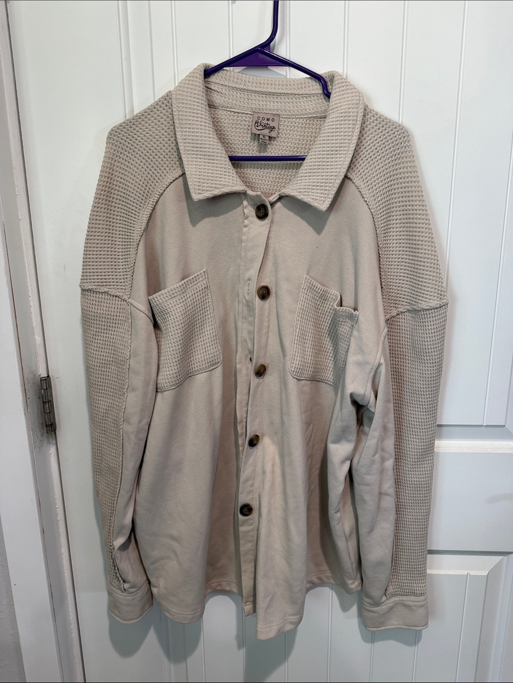 Cream button down shacket